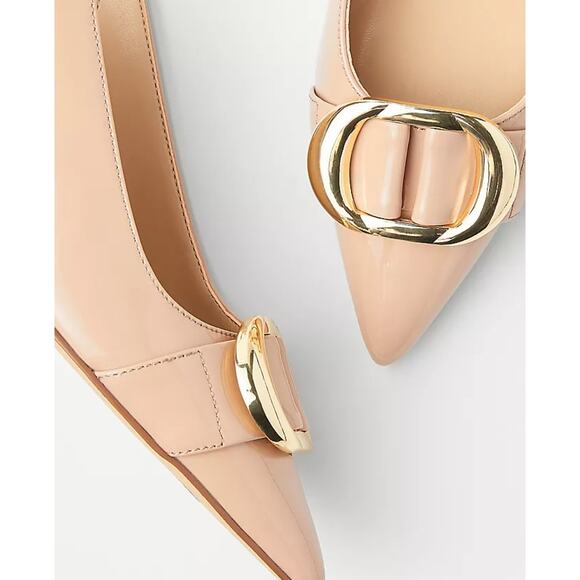 Ann Taylor Patent Leather Pointy Toe Buckle Pumps - NWOB - Picture 3 of 6